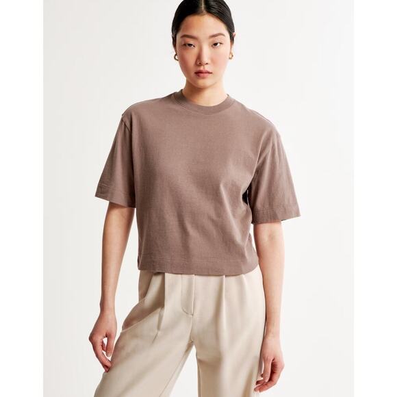 Abercrombie & Fitch Cropped Tshirt Mocha Brown Women's Size S - Picture 6 of 8